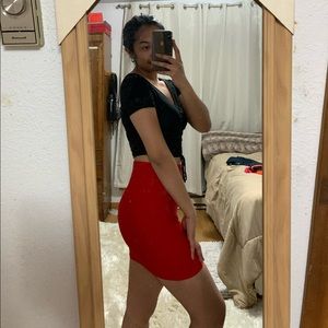 NWT Forever 21 Red Textured Mini Skirt